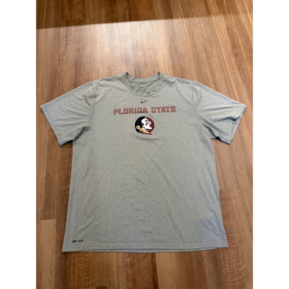 Nike Florida State T-Shirt Mens XL Gray FSU Seminoles Dri-Fit Short Sleeve